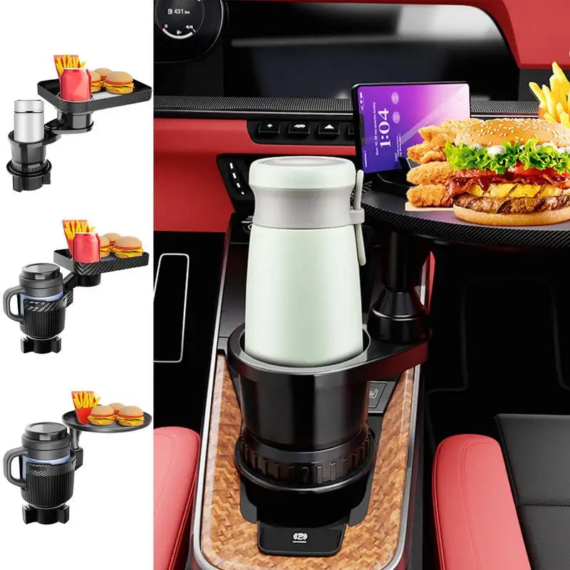 Cup Holder Expander With Tray 4 In 1 Car Eating Tray With Cup Holders Food Holder For Car Car Tray Car Organizer Car Gadgets Car