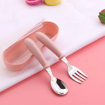 Baby Gadgets Tableware Set Children Utensil Stainless Steel Toddler Dinnerware Cutlery Cartoon Infant Food Feeding Spoon Fork