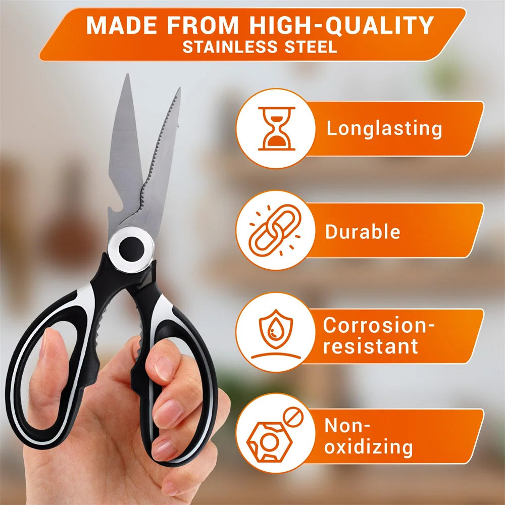 Smart Kitchen Shears with Cover Scissors Kitchen Gadgets Utility Heavy Duty Stainless Steel Kitchen Scissors